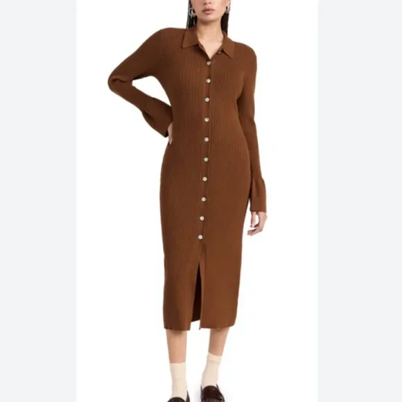 Rails Rosalie Rib-Knit Midi Dress in Fox Small - Picture 1 of 8